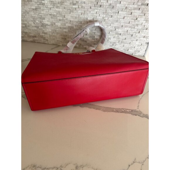 New Michael Kors Jet Set Travel Large Saffiano Bright Red Leather Pocket Tote - Picture 7 of 7